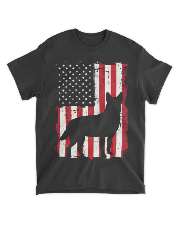 American Flag USA Australian Cattle Dog Blue Red Heeler Gift T-Shirt