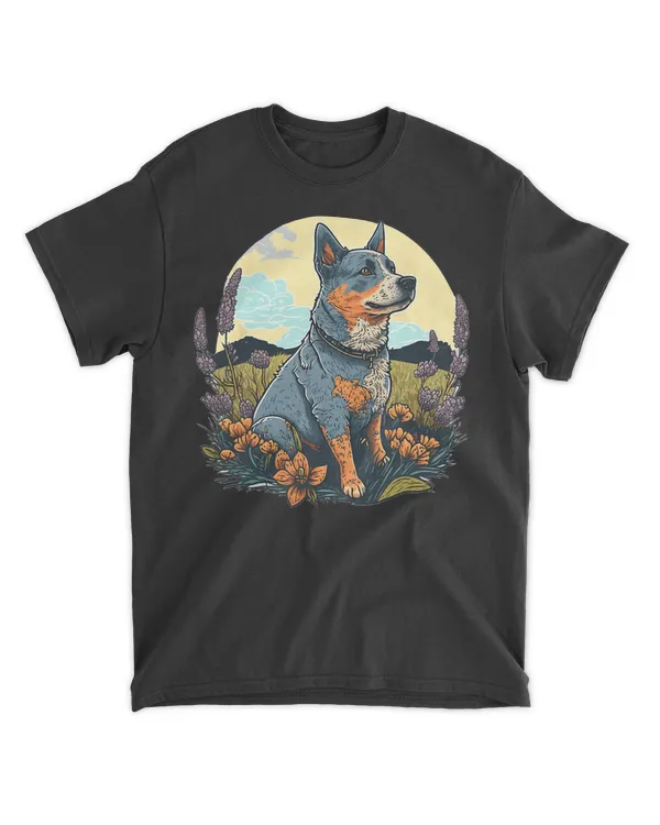 Cute Blue Heeler Dog on Australian Cattle Dog Lover T-Shirt