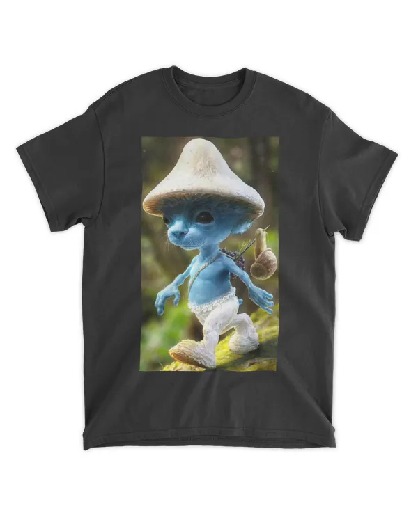 Blue Smurf Cat Meme T-Shirt Smurf Sighting Funny Mushroom Cat Merch