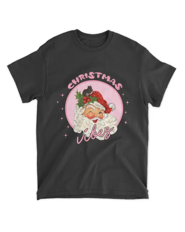 Retro Vintage Pink Santa Claus Christmas Vibes 4