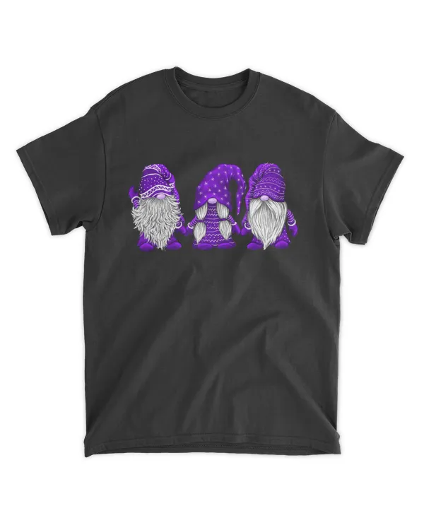 Three gnomes in purple costume