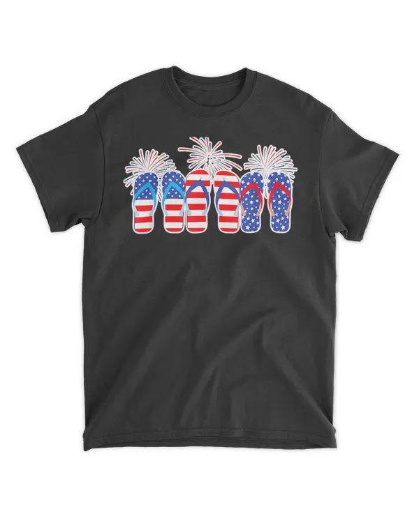 4th of July Flip Flops Red White Blue American Flag Gift T-Shirt