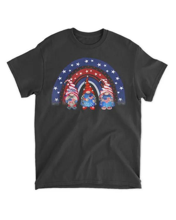 4th Of July Gnome Rainbow America USA Flag Independence Day T-Shirt