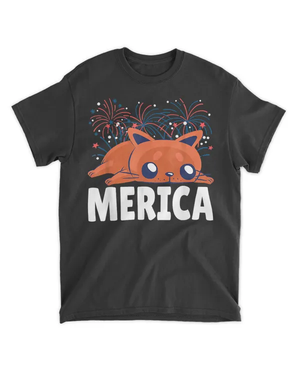 4th of July Independence Day USA American Funny Cute Cat T-Shirt