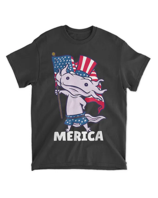 4th Of July Independence Day Usa American Patriotic Axolotl T-Shirt