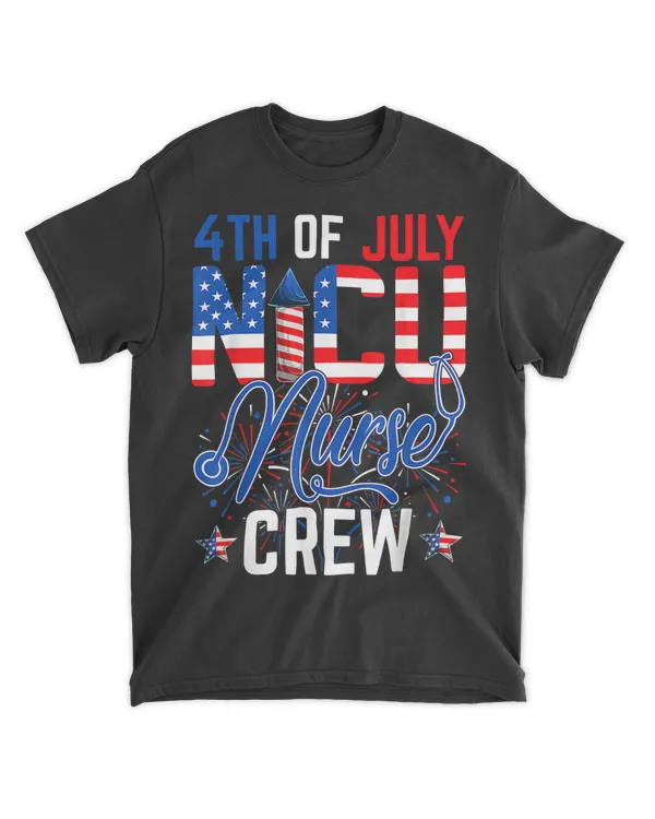 4th Of July NICU Nurse Crew American Flag Independence Day T-Shirt