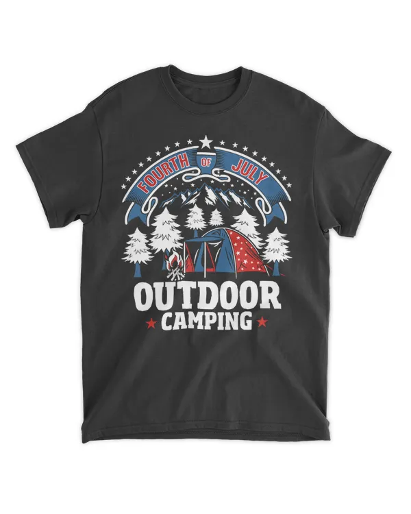 Camping Camp Travel Patriotic 4th Of July USA Flag Camper