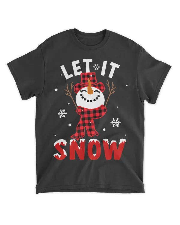 Let It Snow Snowman Christmas Pajama Buffalo Plaid Boy Girl