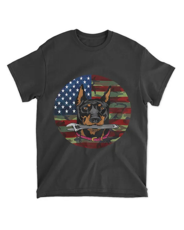 Mechanic Doberman American Flag Camouflage Army Dobie Camo