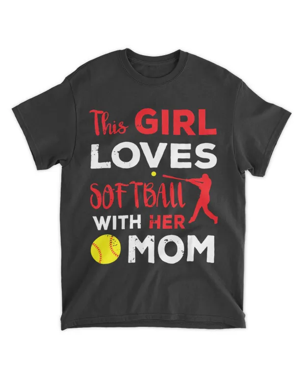 Cute Girls Softball Gift Mom Daughter Softball Player Kids