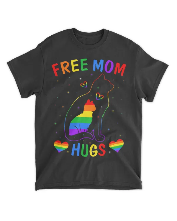 Free Mom Hugs LGBT Cat Gay Pride Rainbow Support Proud Ally