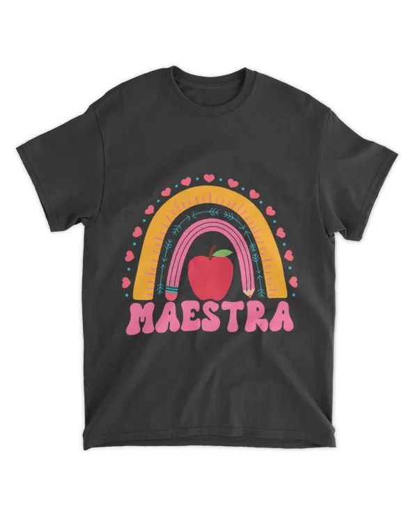 Maestra Shirt Spanish Teacher Rainbow