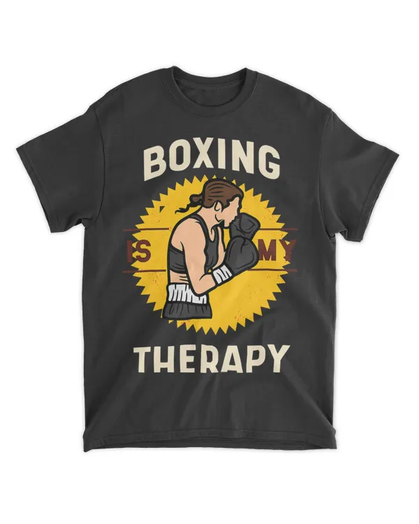Boxing Is My Therapy Funny Gym Sport Workout Coach MMA Retro 24