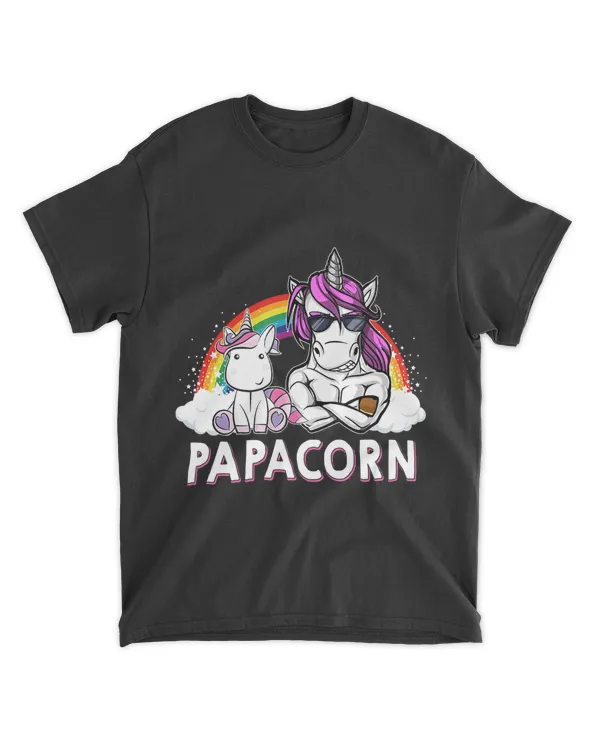 Mens Papacorn T Shirt Unicorn Daddy Baby Fathers Day Gift T Shirt