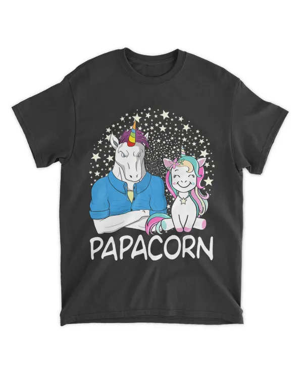 Mens Papacorn Unicorn Dad And Baby daddy Fathers Day T Shirt