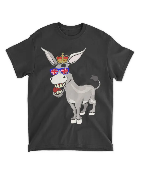 Donkey Wearing Sunglasses And Crown England UK Flag 21