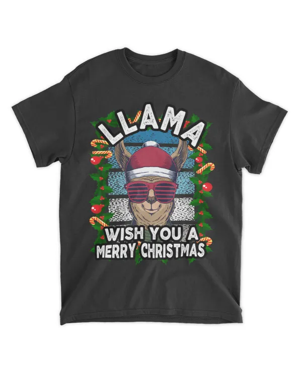 Funny Llama Wish You A Merry Christmas 2Santa Xmas Hat