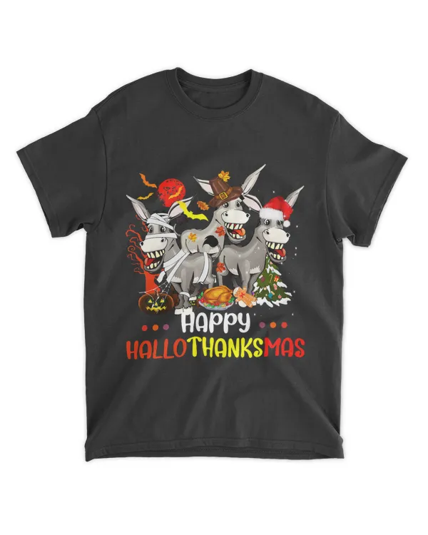 Happy HalloThanksMas Donkey Funny Thanksgiving Christmas