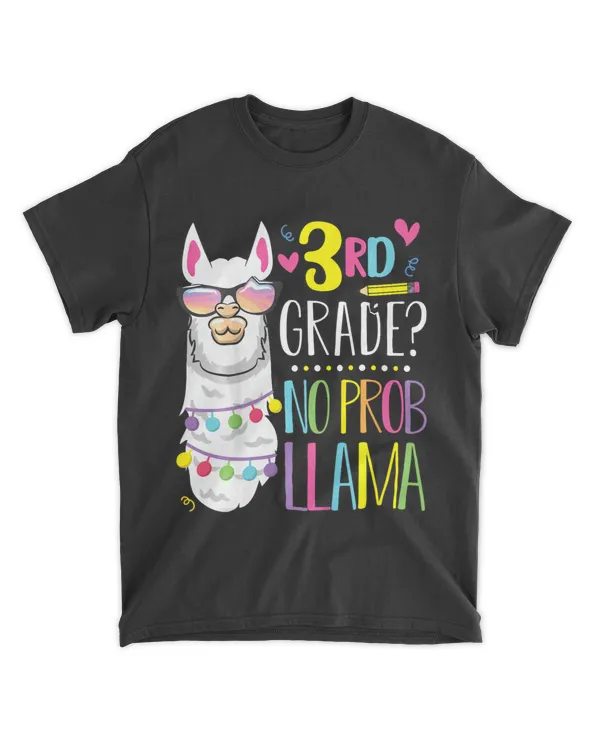Kids Funny 3rd Grade No Prob Llama First Day Back School Teacher