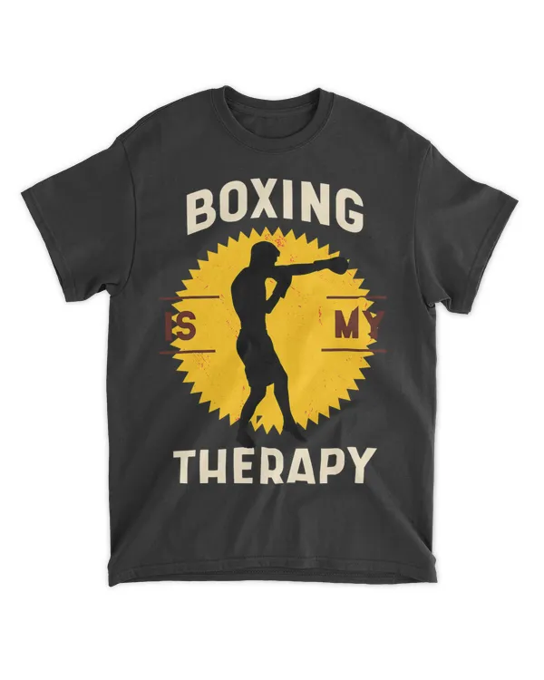 Boxing Is My Therapy Funny Gym Sport Workout Coach MMA Retro