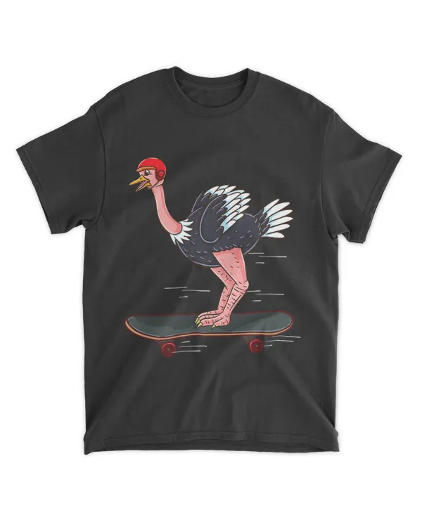 Ostrich Riding Skateboard African Zoo