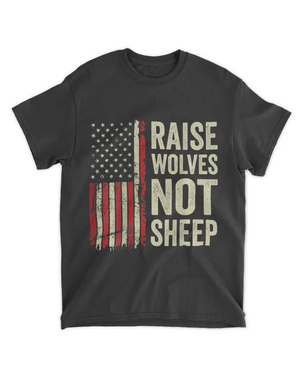 Raise Wolves Not Sheep 2American Patriotic USA Flag BACK