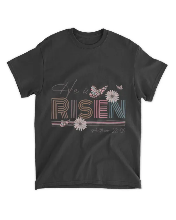 Easter Shirt Retro Groovy He Is Risen Jesus Women Easter