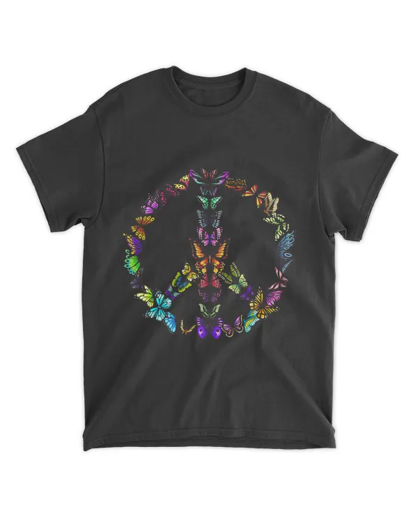 Funny Butterfly Peace Sign Gift Men Women Cool Retro Colors