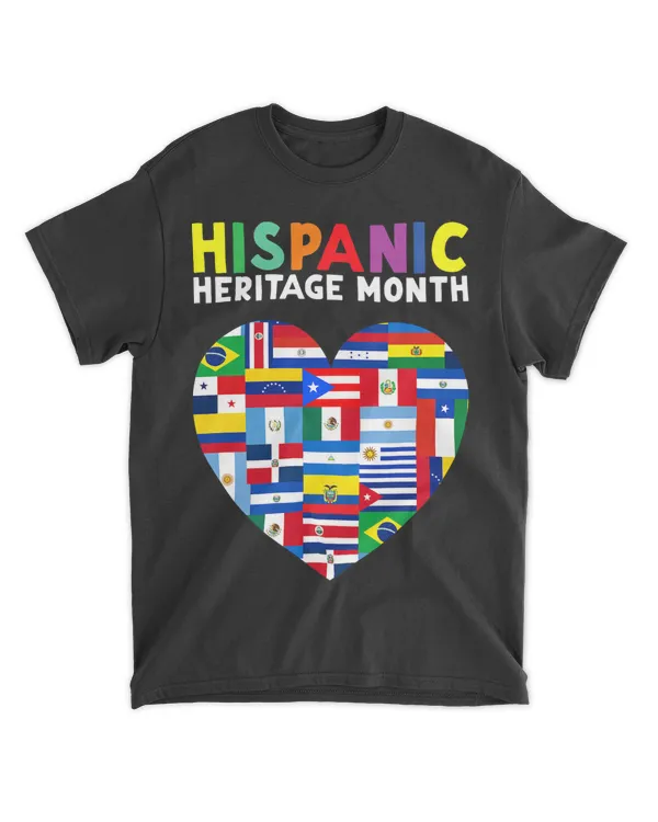Hispanic Heritage Month Latino All Countries Heart Flags