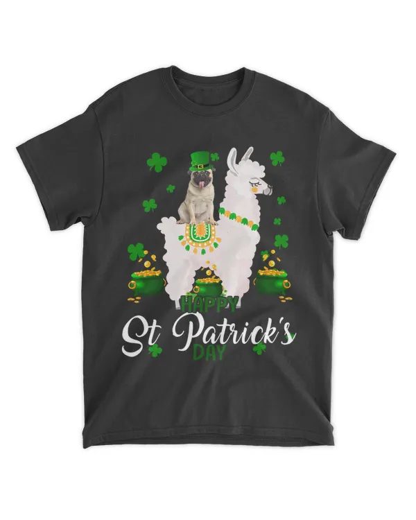 Happy St. Patrick Day Funny Leprechaun Pug Riding Llama