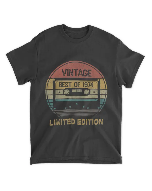 Best Of 1974 50th Birthday Gifts Vintage Cassette Tape T-Shirt