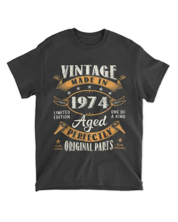 Vintage 49th Birthday Decorations Men Funny 1974 49 Birthday T-Shirt