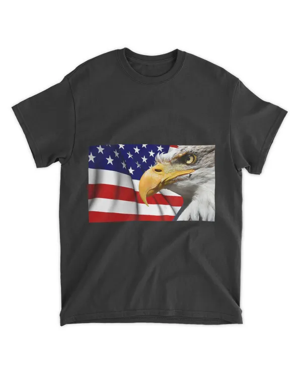 BRAVE FIERCE AMERICAN EAGLE ON FLYING AMERICAN USA FLAG
