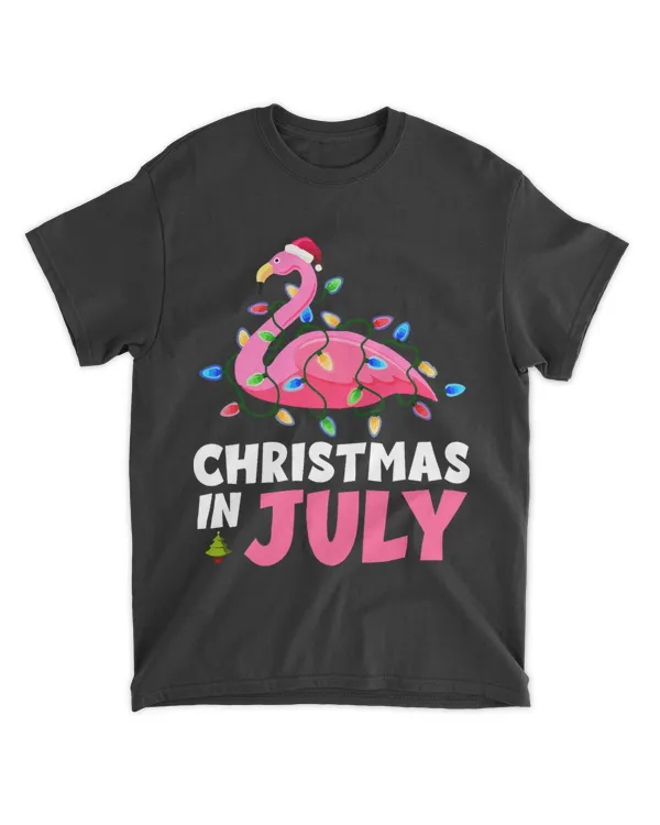 Pink Flamingo in Santa Hat Christmas In July Summer Beach