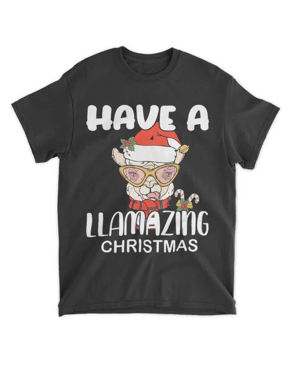 Llama Santa Hat Funny HolidayHave a Llamazing Christmas