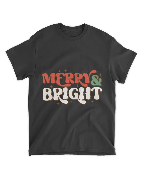 Retro Merry and Bright Christmas Holiday Matching Family