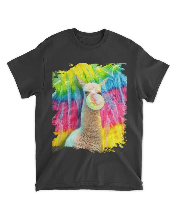 Tie Dye Llama Chewing Bubblegum Rainbow Funny