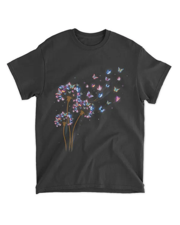 Butterfly Dandelion Flower Funny Butterfly Lovers Tee