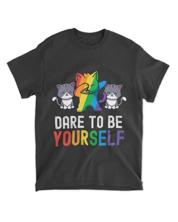 Dare To Be Yourself LGBT Cute Gay Kawaii Rainbow Cat Pride 21