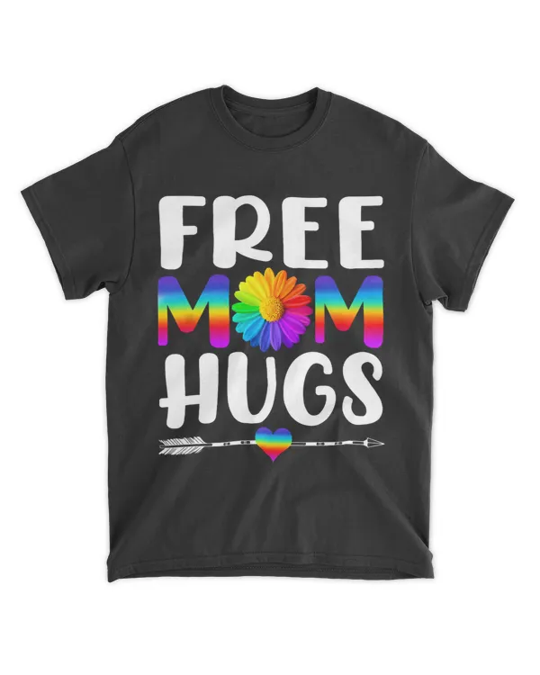 LGBT Pride Daisy Rainbow Heart Free Mom Hugs LGBT Pride Month