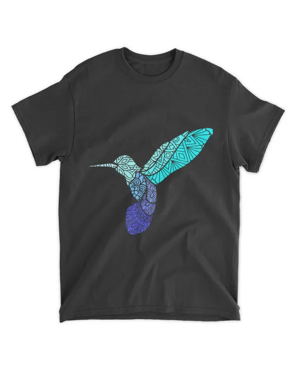 Blue Hummingbird Exotic Bird Mandala Tribal Art