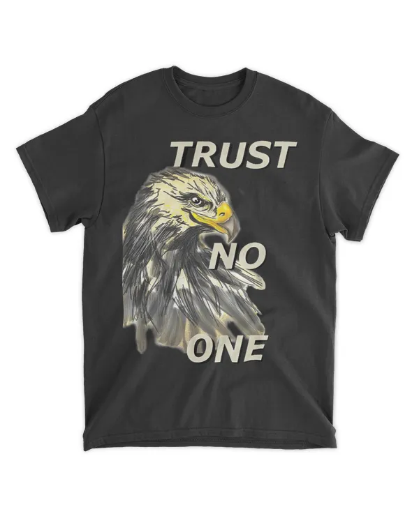 Mens Eagle Themed Patritic Graphic Tee TRUST NO ONE