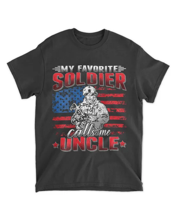 Mens My Favorite Soldier Calls Me Uncle 2US Flag Army Uncle