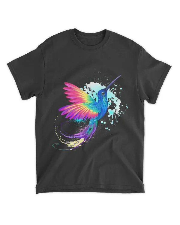 Hummingbird Watercolor Art Rainbow Hummingbird Design