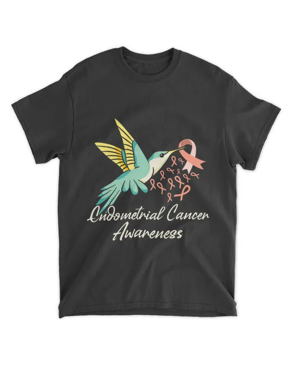 Endometrial Cancer Awareness Hummingbird Peach Ribbon Month