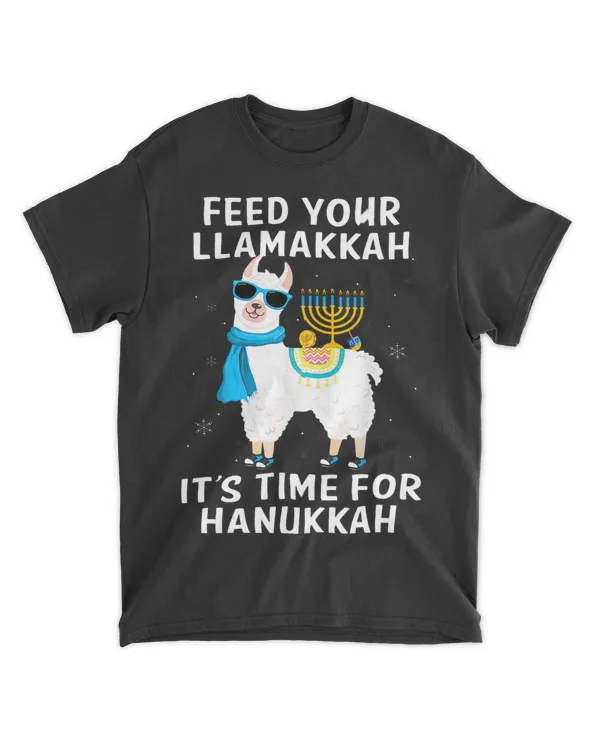 Feed Your Llamakkah Time For Hanukkah Funny Llama Xmas