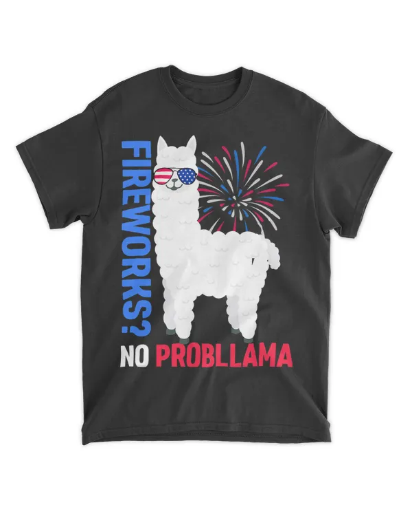 Fireworks No Probllama Funny Llama 4th of July Women