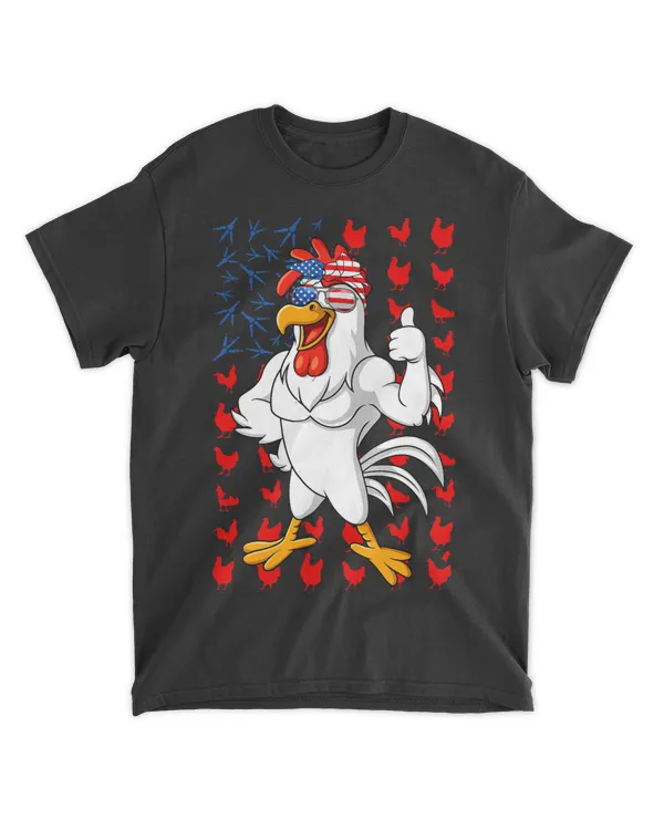 Funny Merican Chicken American Flag Indepedence Day July 4th