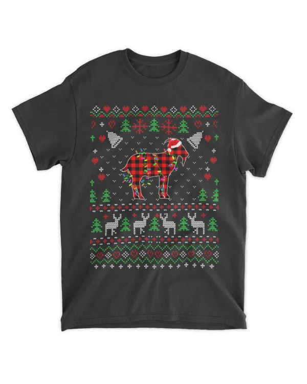 Funny Ugly Christmas Buffalo Red Plaid Goat Animals