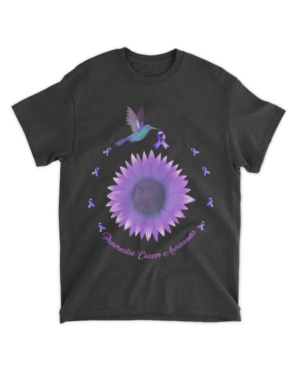 Hummingbird Purple Sunflower Pancreatic Cancer Awareness